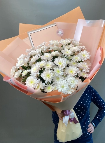 Букет из 11 белых хризантем «Ромашковое утро» от интернет-магазина цветов в 